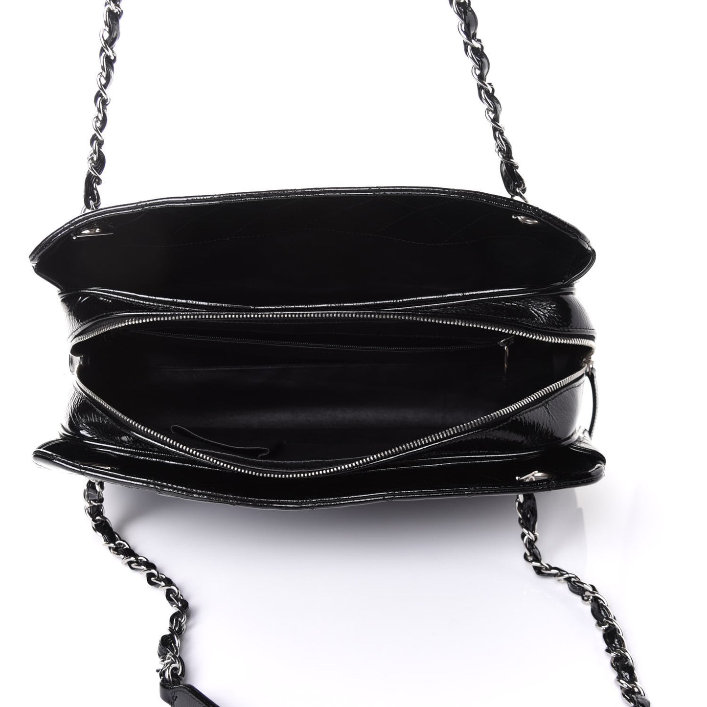 Patent Quilted Tote Black