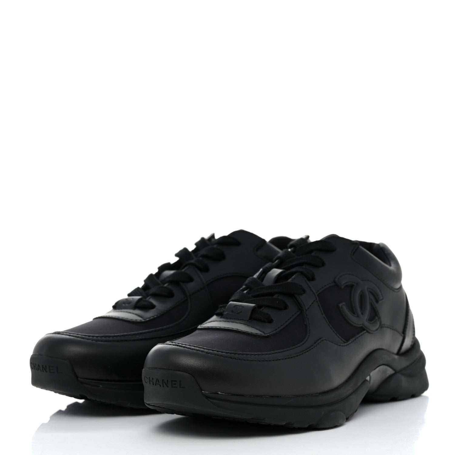 Chanel Calfskin Lambskin CC Uniform Sneakers 40 Black 3 of 9