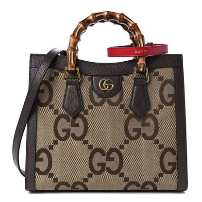 Gucci Monogram Jumbo GG Textured Dollar Calfskin Small Diana Tote Bag Camel Ebony New Acero Pomegranate Red 1 of 9