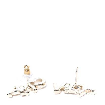 Chanel Crystal Pearl Signature Stud Earrings Gold 3 of 6