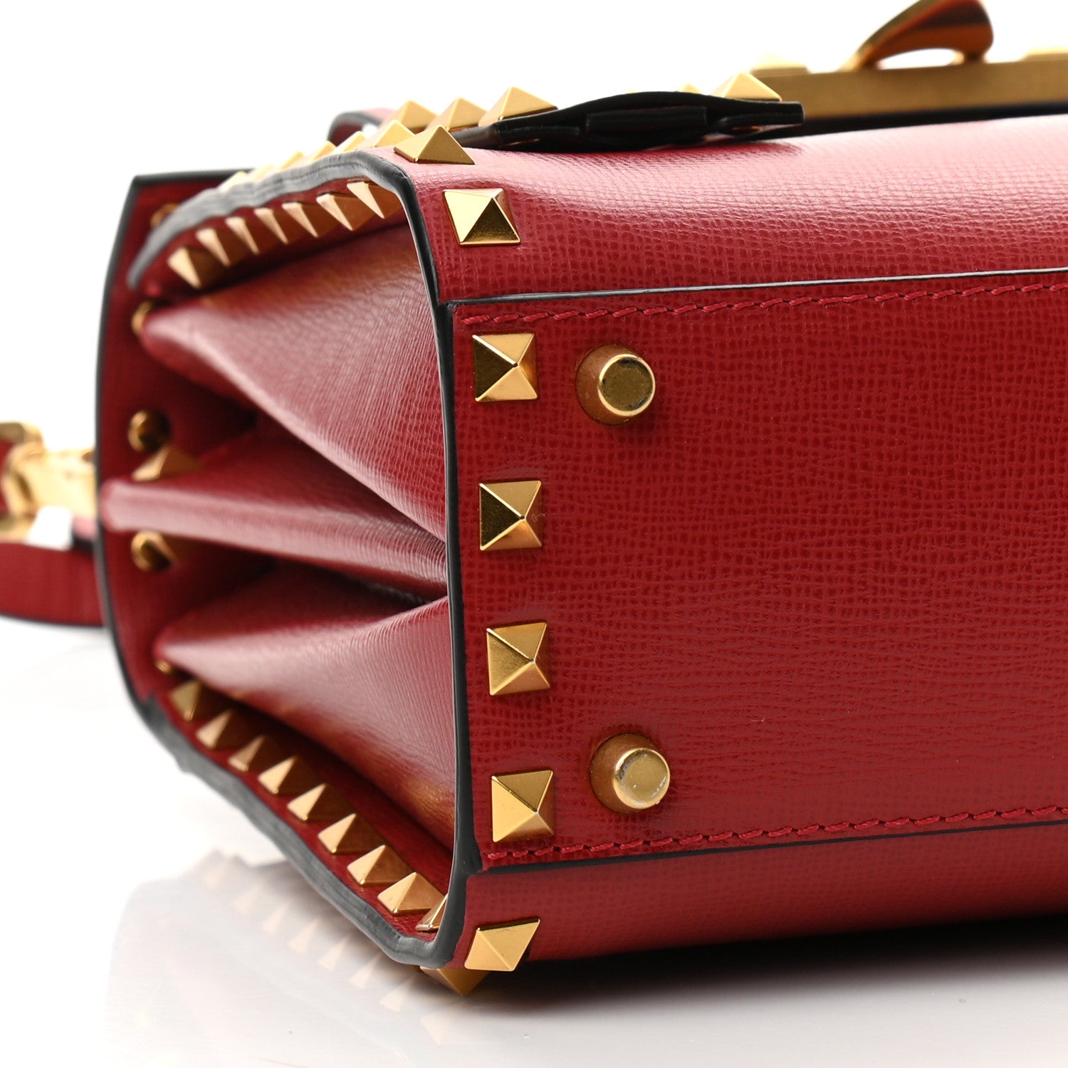 Valentino Garavani Grainy Calfskin Small Rockstud Alcove Top-Handle Flap Bag Rouge Pur 7 of 8