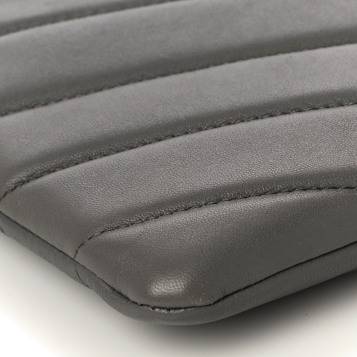 Chanel Calfskin Chevron Quilted CC Button Envelope Pouch Grey 5 of 11