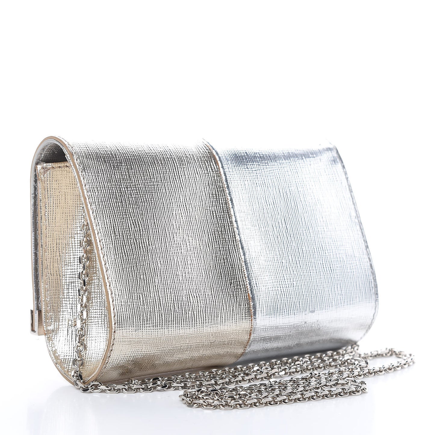 Vitello Mirror Elite Bi-Color Mini Rush Clutch Argento Champagne