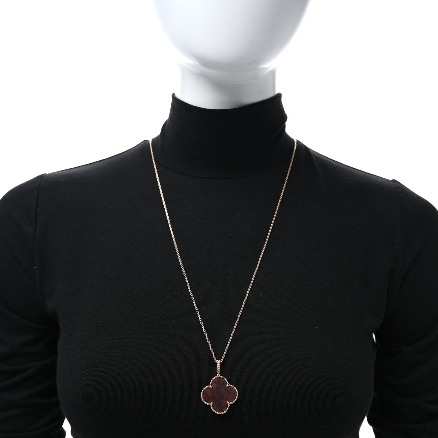 18K Rose Gold Letterwood Magic Alhambra Long Necklace
