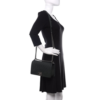 Chanel Iridescent Caviar Quilted Medium Boy Flap Dark Green 2 of 18