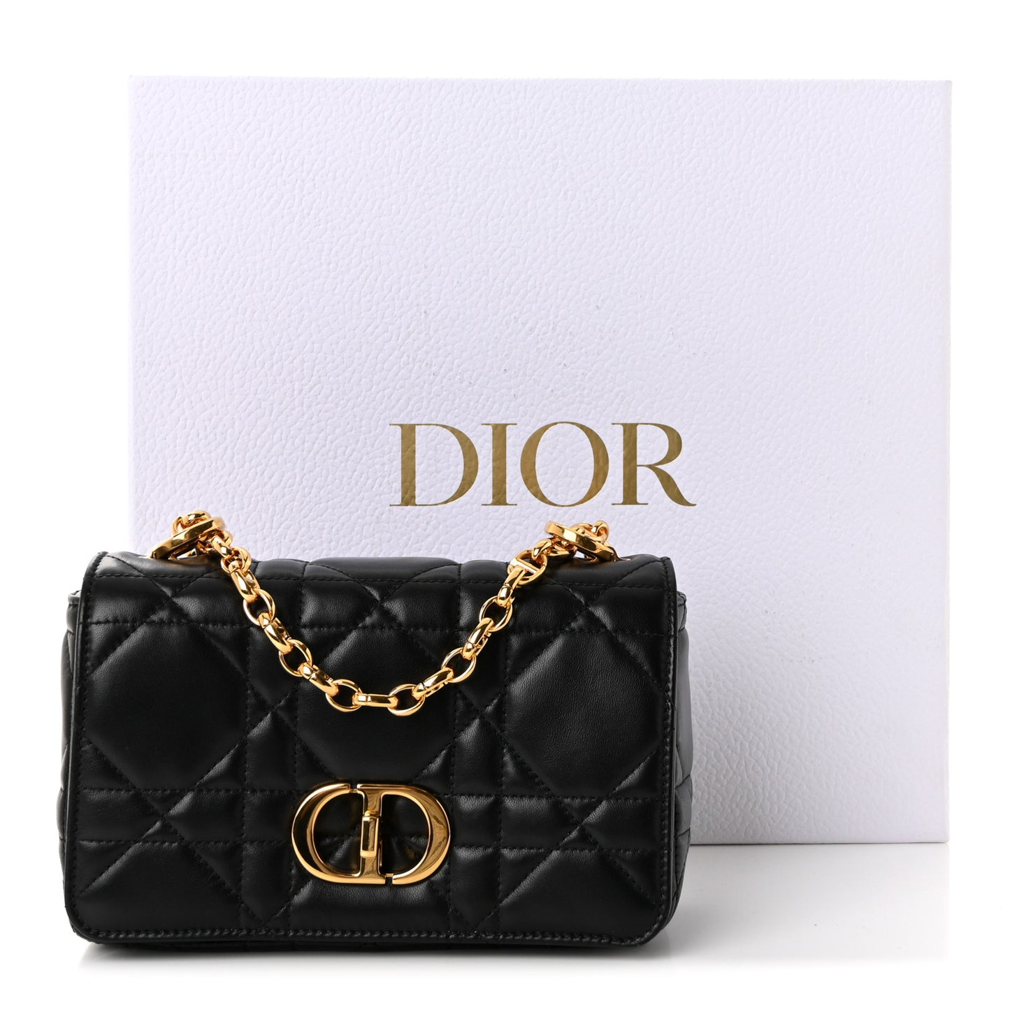 Lambskin Macrocannage Small Soft Dior Caro Bag Black