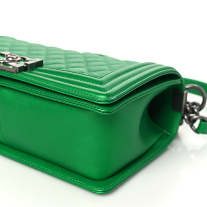 Chanel Metallic Calfskin Quilted Medium Boy Flap Green 10 of 10