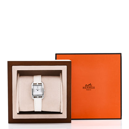 Hermes Stainless Steel Alligator Diamond 23mm Cape Cod Quartz Watch Blanc 5 of 5