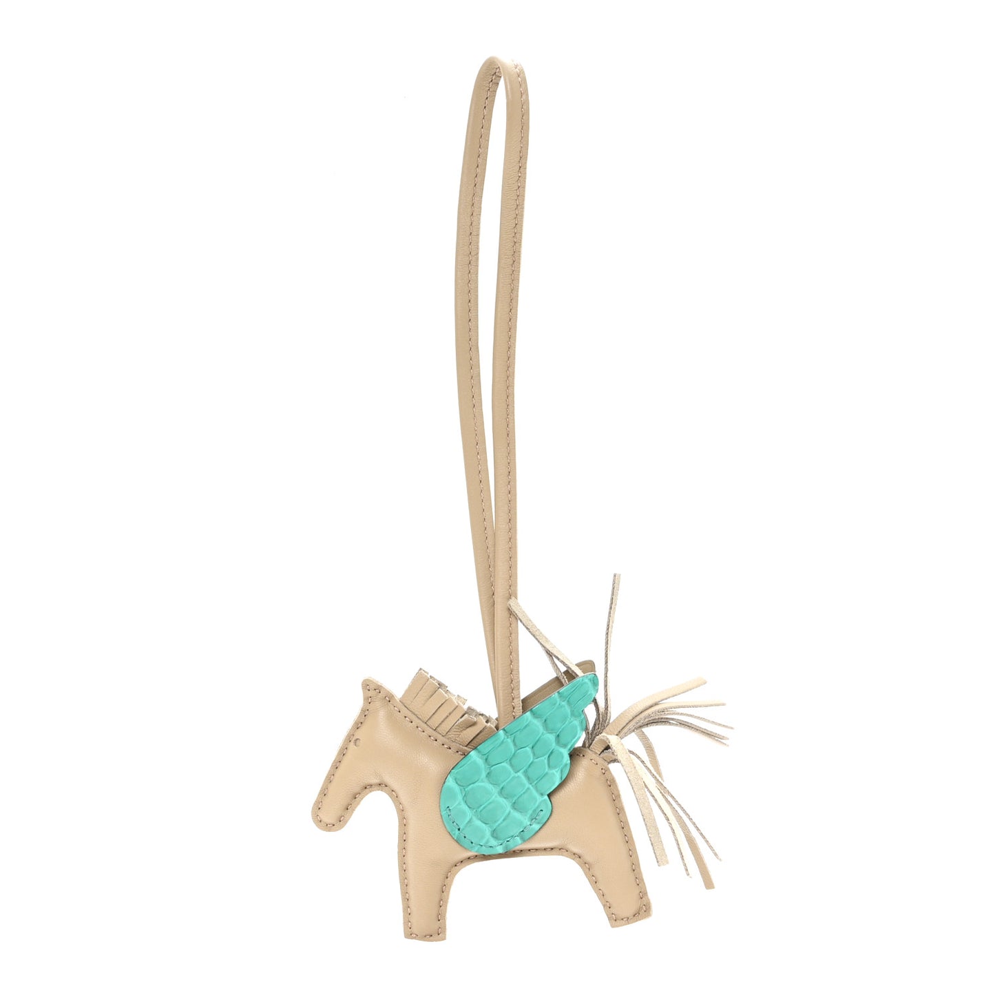 Milo Lambskin Matte Alligator Touch Grigri Rodeo Pegase Horse Bag Charm PM Beige Marfa Vert Jade