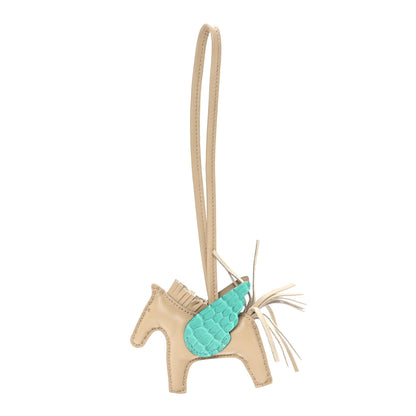 Hermes Milo Lambskin Matte Alligator Touch Grigri Rodeo Pegase Horse Bag Charm PM Beige Marfa Vert Jade 1 of 4