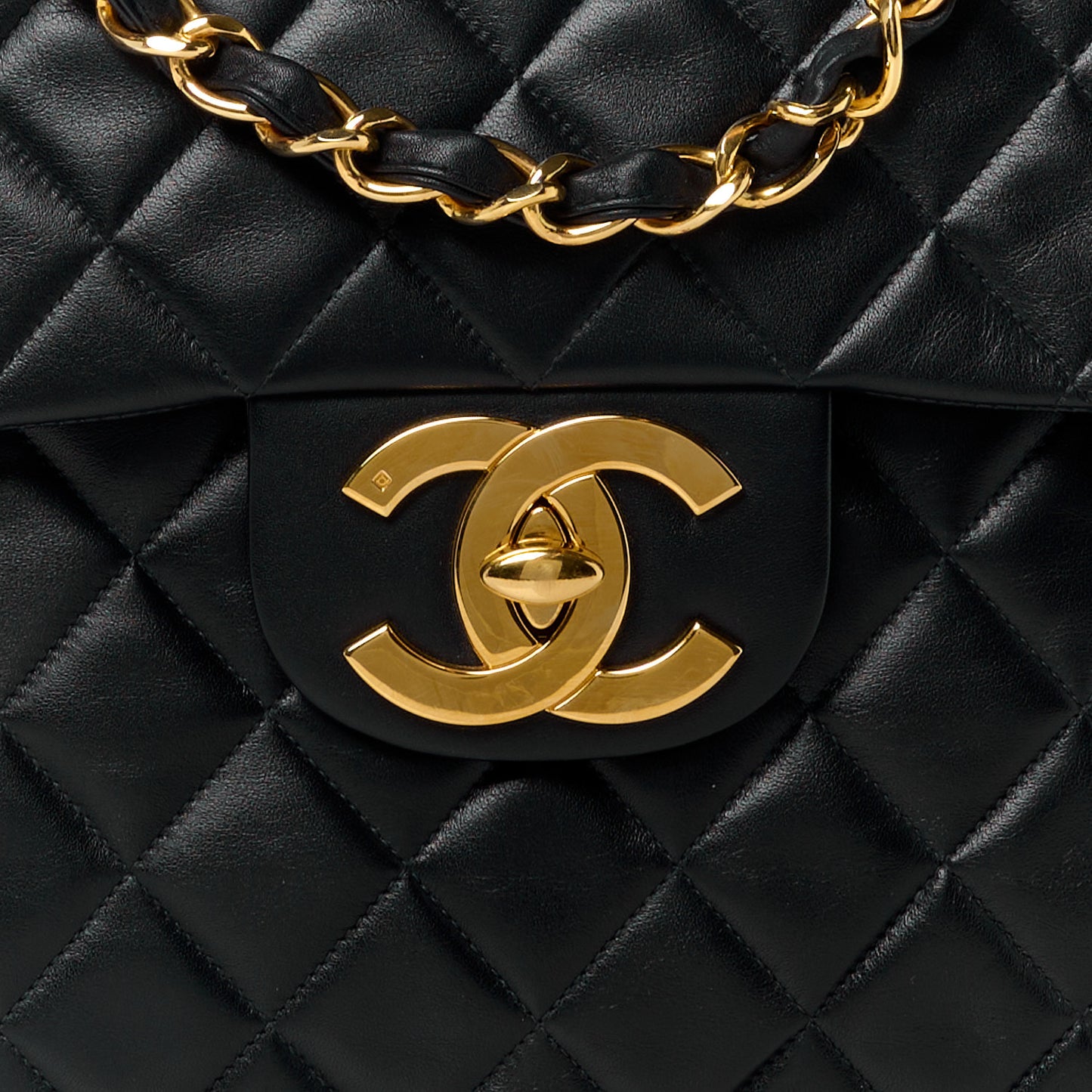 Lambskin Quilted XL Jumbo Single Flap Black