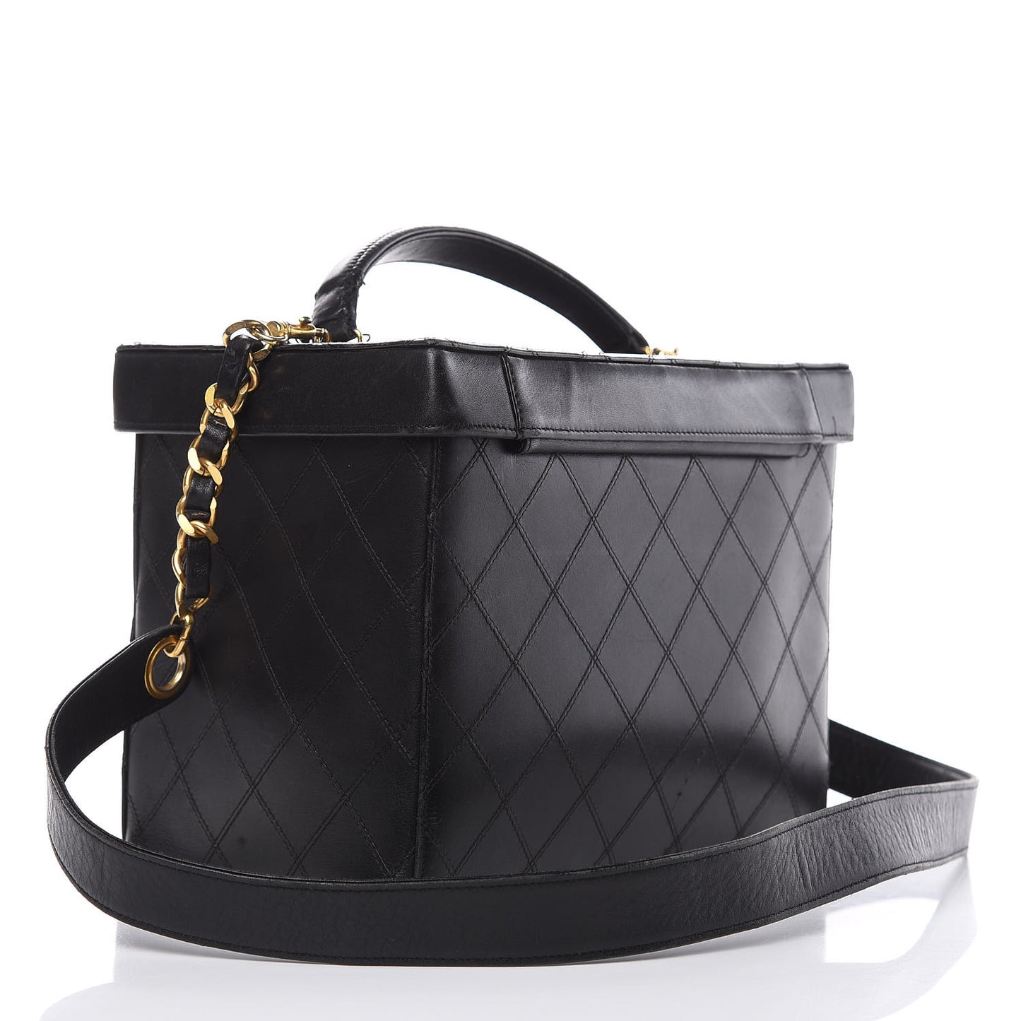 Calfskin Stitch Vanity Case Black