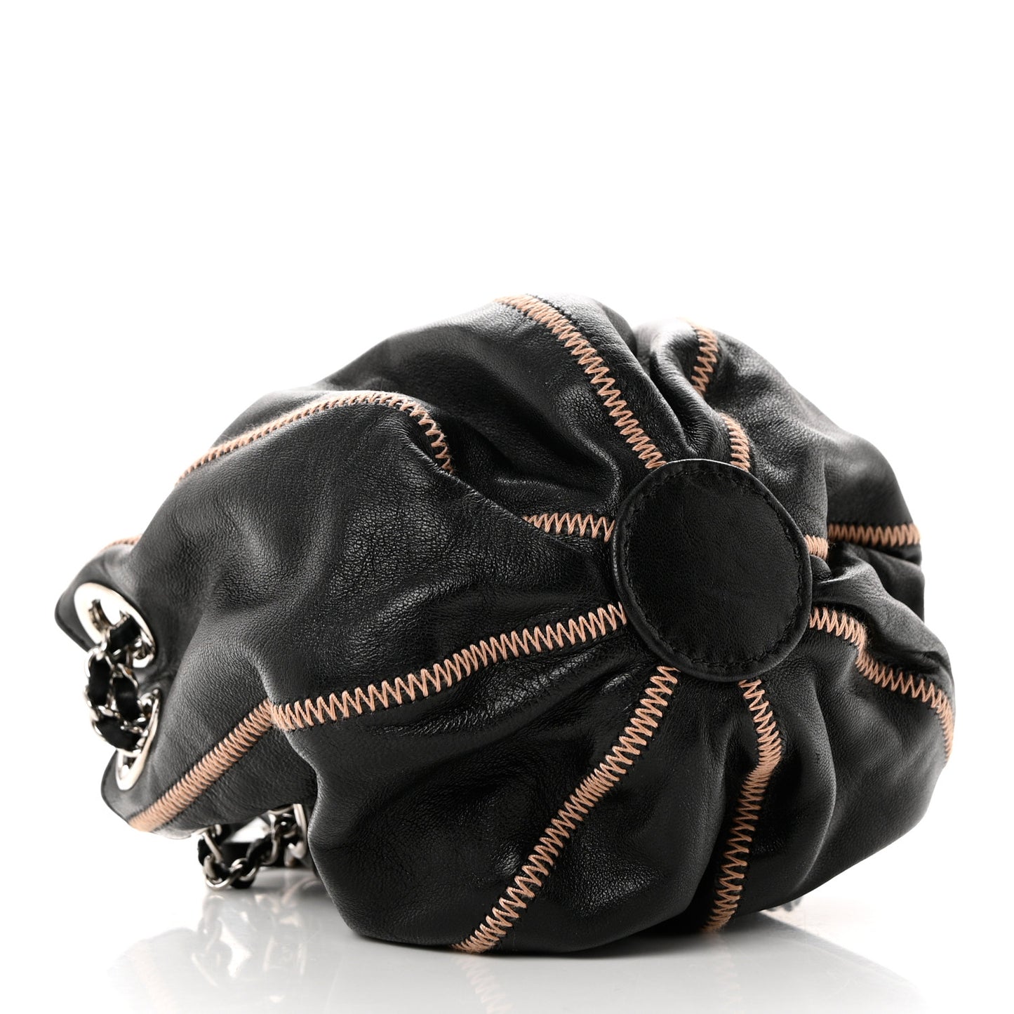 Lambskin Satin Reversible Mini Sac Cordon Black Peach