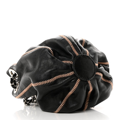 Chanel Lambskin Satin Reversible Mini Sac Cordon Black Peach 4 of 9