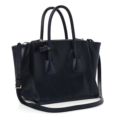 Prada Glace Calf Small Twin Pocket Tote Baltico 3 of 9