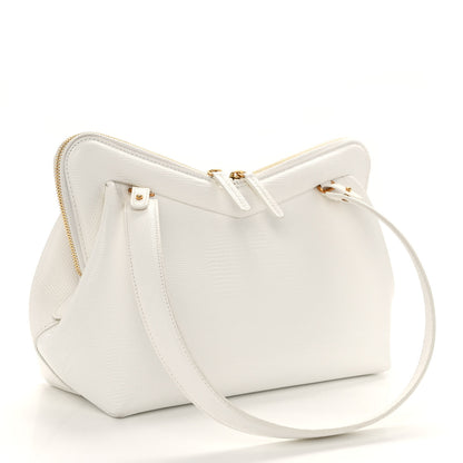 Mansur Gavriel Calfskin Lizard Embossed M Frame Bag White 3 of 12