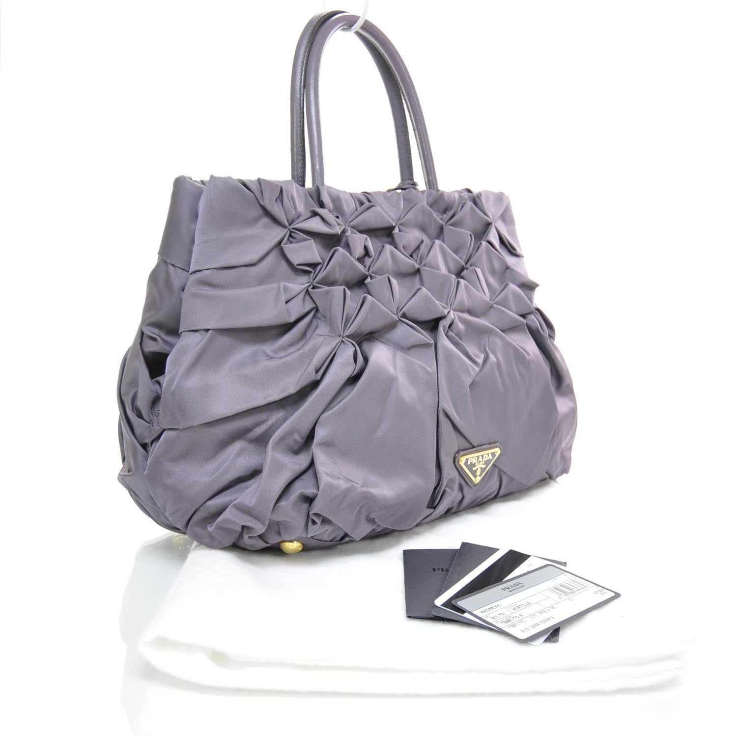Prada Tessuto Nylon Pleated Handbag Mirtillo 1 of 11