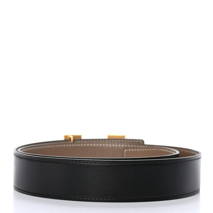 Hermes Box Togo 32mm Guilloche H Belt 80 Black Etoupe 2 of 6