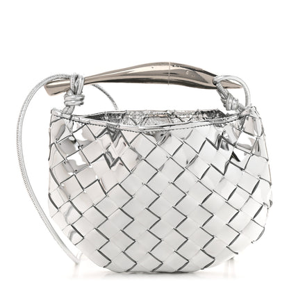 Bottega Veneta Mirror Laminated Nappa Intrecciato Mini Sardine Bag Silver 1 of 9