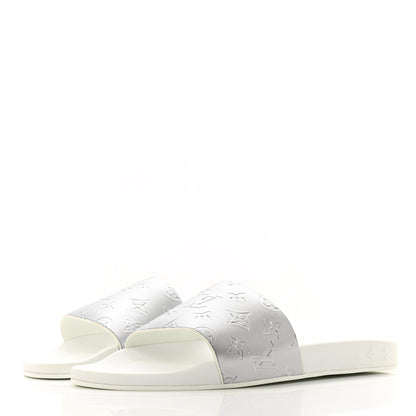 Louis Vuitton Metallic Rubber Embossed Monogram Mens Waterfront Mules 10 3 of 8