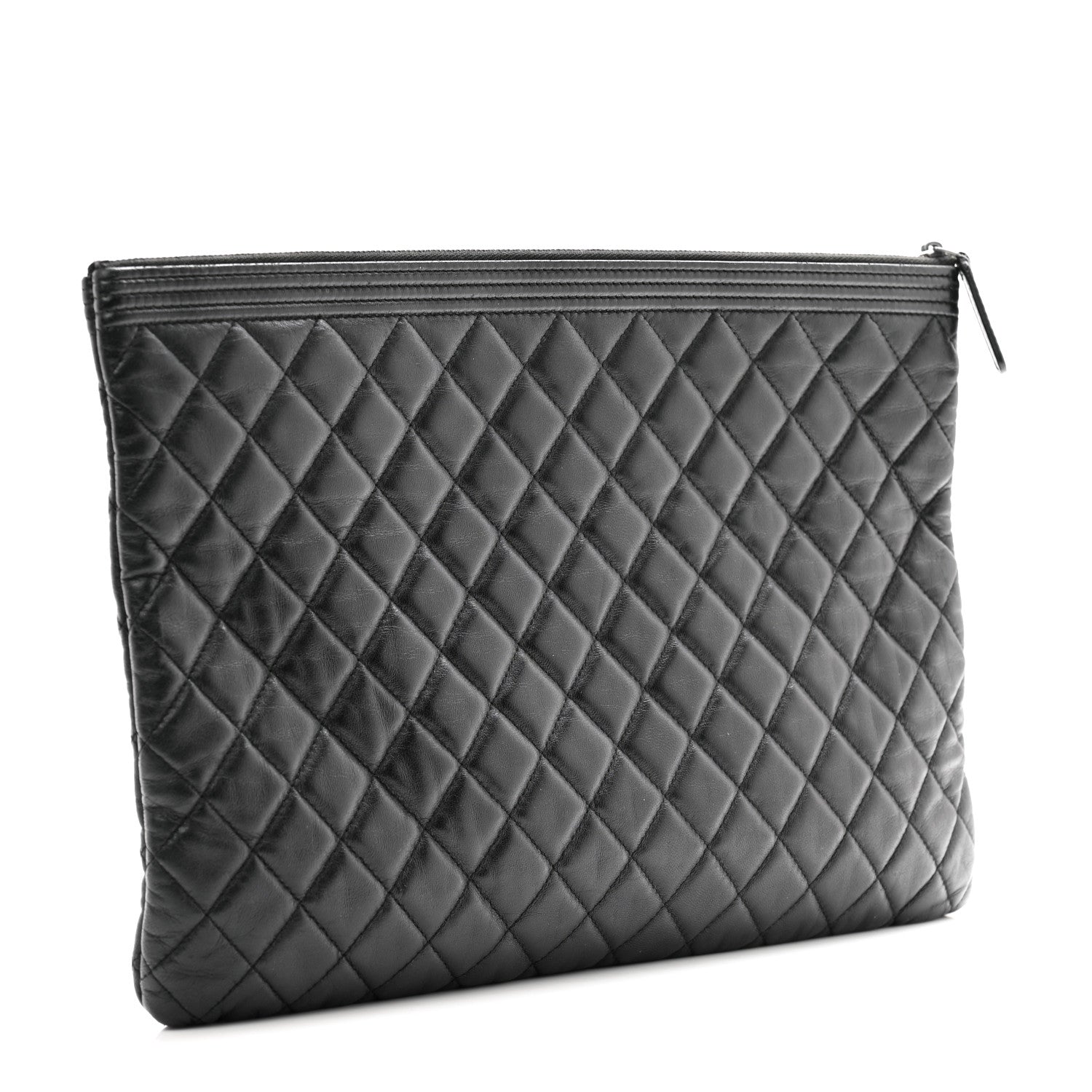 Chanel Lambskin Quilted Large Boy Zip Pouch 3 of 10