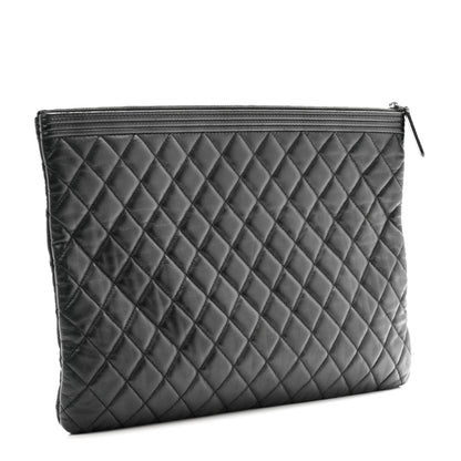 Chanel Lambskin Quilted Large Boy Zip Pouch 3 of 10