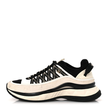 Chanel Fabric Suede Calfskin CC Sneakers 39.5 White Black 1 of 12