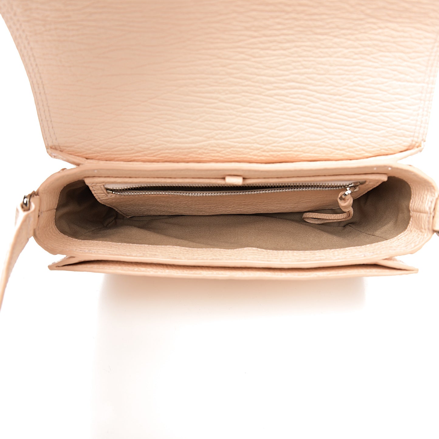 3.1 Textured Calfskin Mini Pashli Messenger White Peach