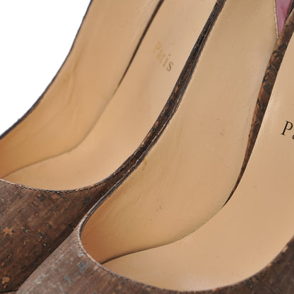 Christian Louboutin Cork Bianca 140 Slingback Pumps 39.5 Brown 11 of 17