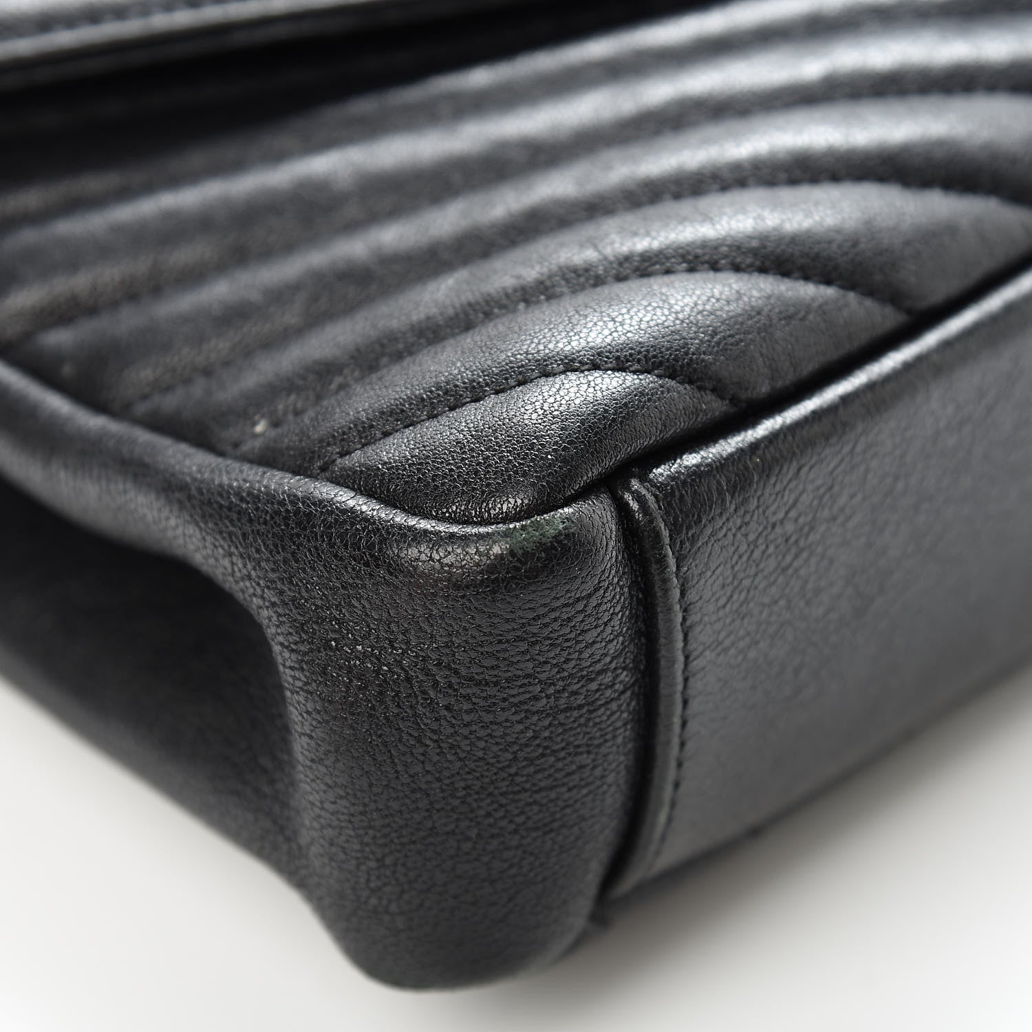 Saint Laurent Sheepskin Matelasse Chevron Monogram Medium College Bag Black 11 of 16