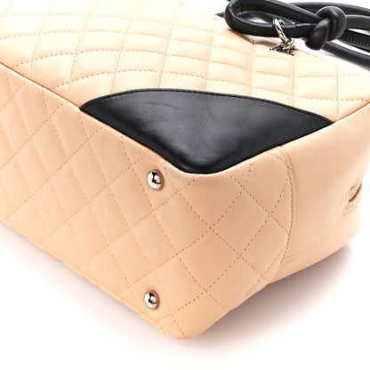 Chanel Calfskin Quilted Large Cambon Bowler Beige Black 10 of 10