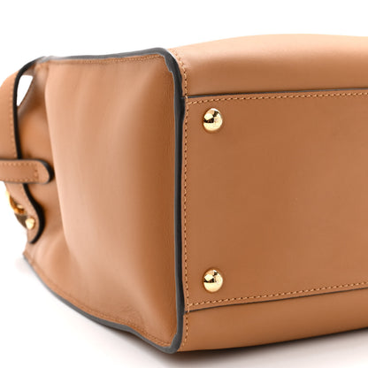 Fendi Vitello Seta Light Century Shearling FF 1974 Medium Peekaboo X-Lite Nocciolo Ebano Tobacco 8 of 9