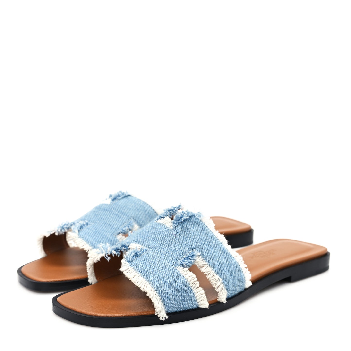 Denim Oran Fringe Sandals 35 Bleu Clair