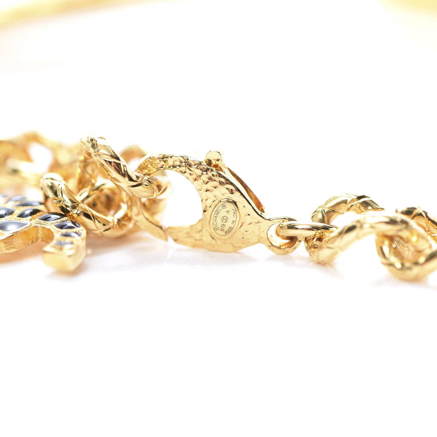 Chanel Resin Along The Nile Large CC Pendant Necklace Gold Black 4 of 5