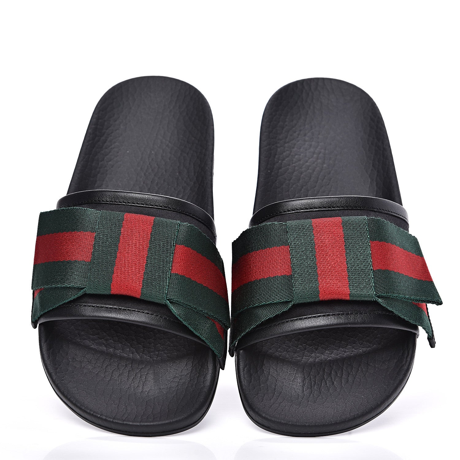 Gucci Satin Web Bow Slide Sandals 34 Black 3 of 9