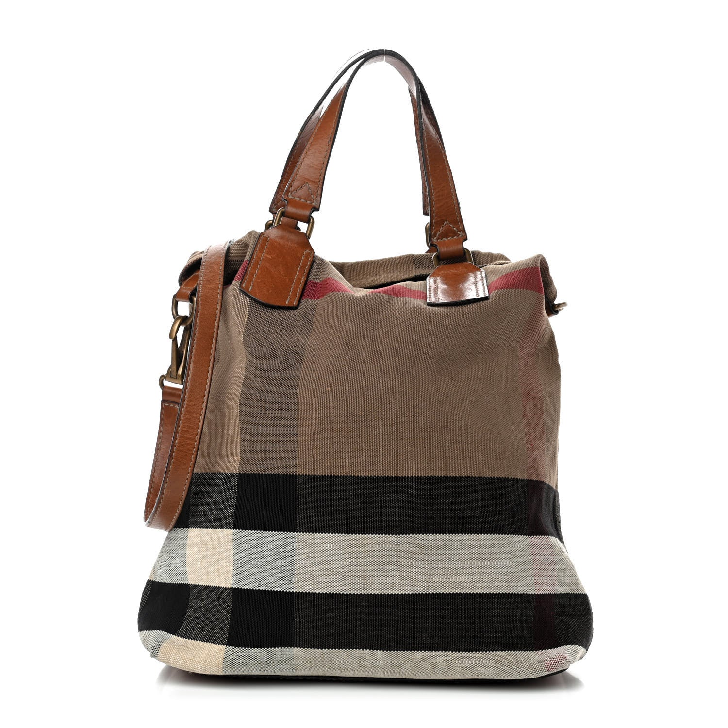 Burberry Canvas Mega Check Medium Tottenham Brit Tote Saddle Brown 1 of 9