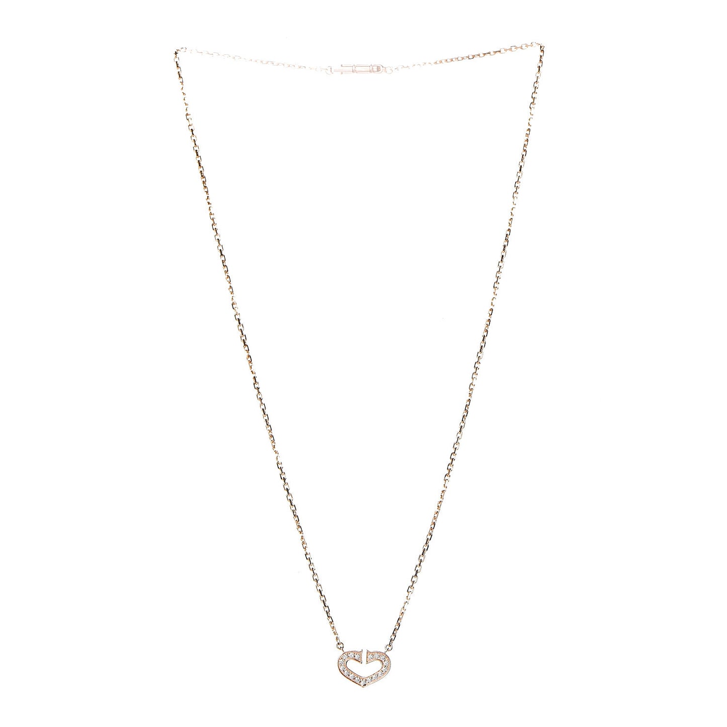 18K Pink Gold Diamond Hearts and Symbols Pave Necklace