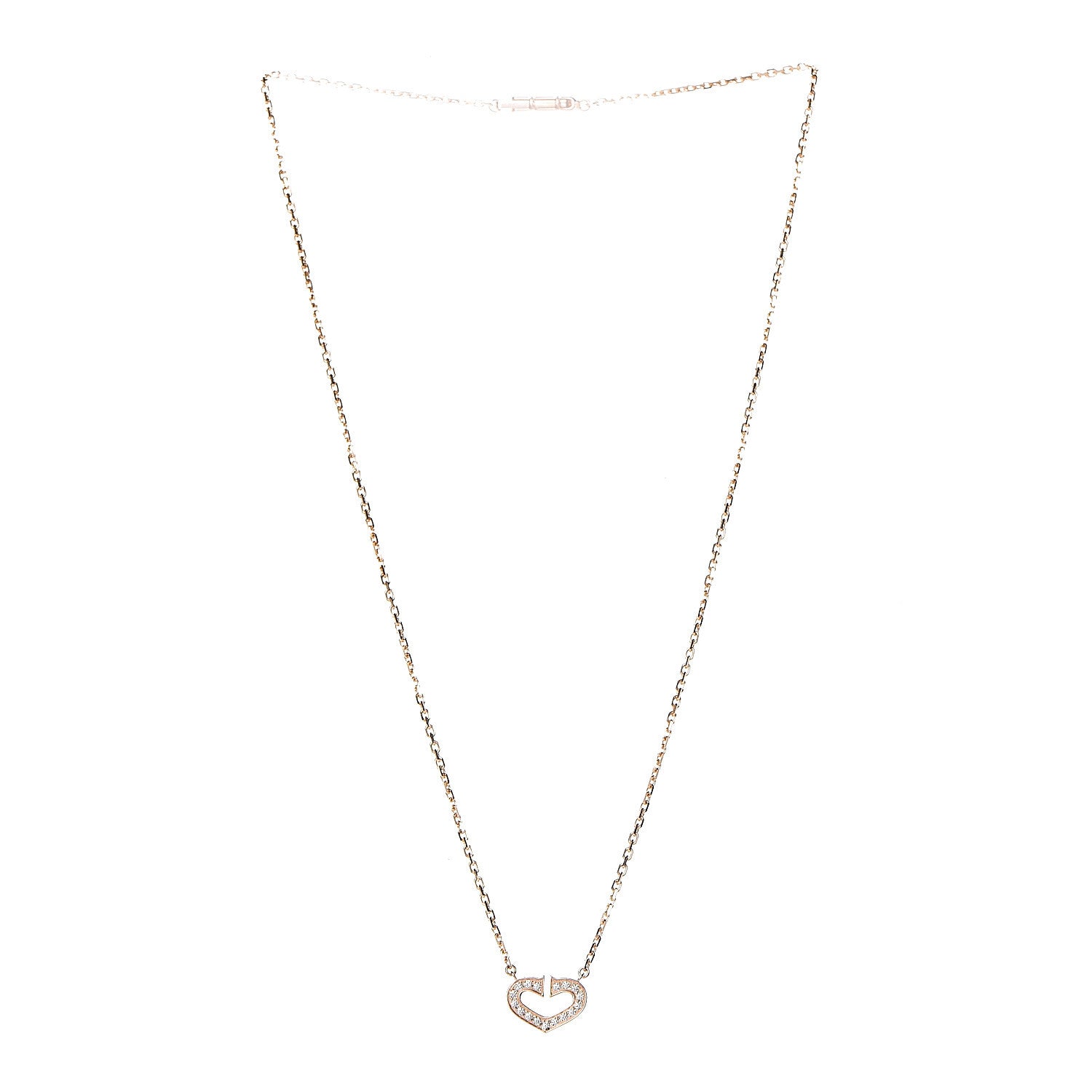 Cartier 18K Pink Gold Diamond Hearts and Symbols Pave Necklace 3 of 6