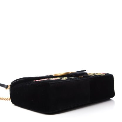 Gucci Velvet Matelasse Loved Embroidered Medium GG Marmont Shoulder Bag Black 4 of 10