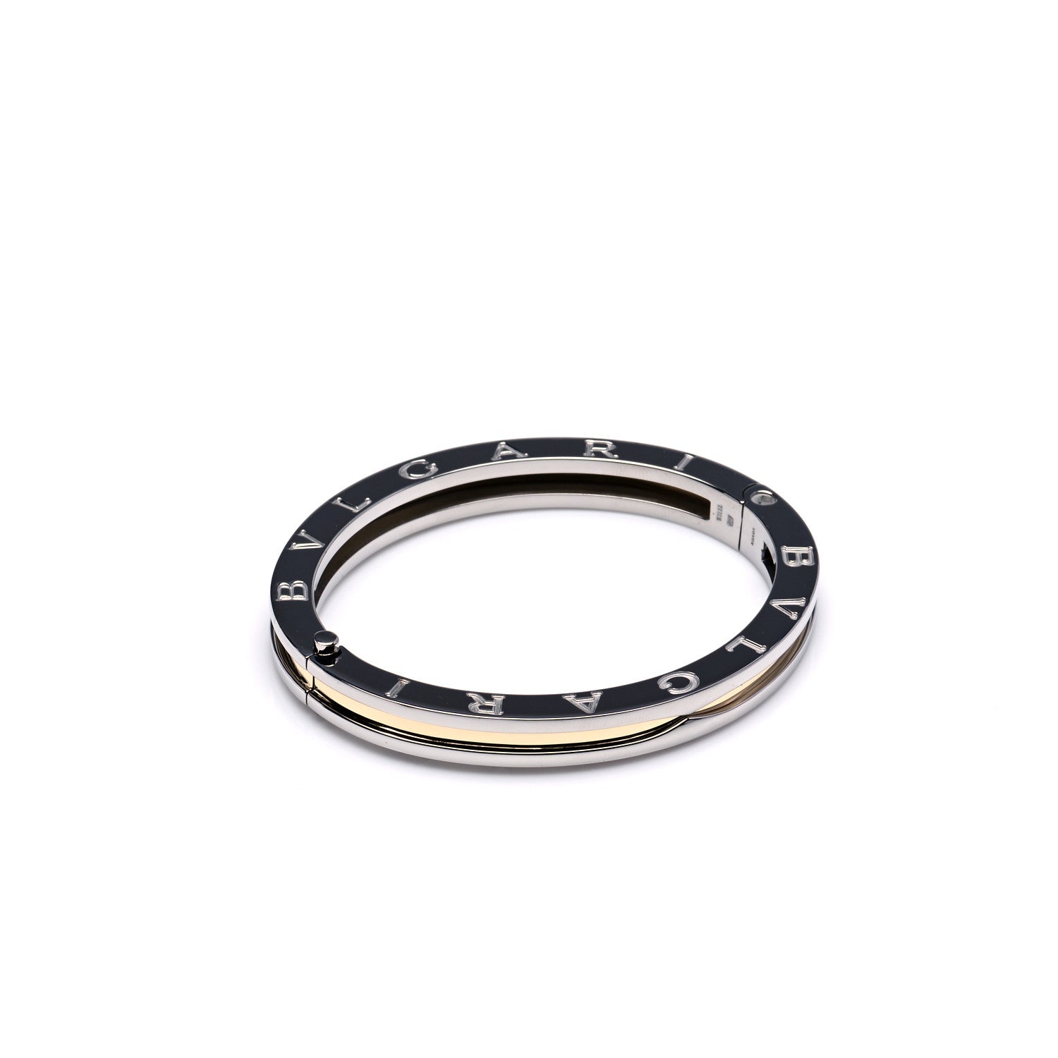 Bulgari 18K Yellow Gold Stainless Steel B.Zero1 Bangle Bracelet 4 of 7