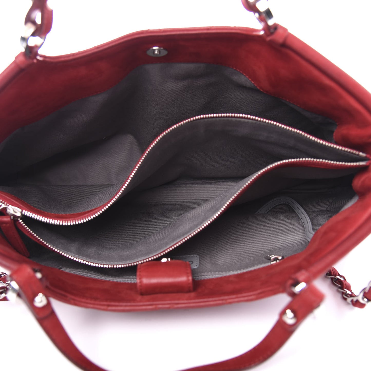 Iridescent Calfskin Quilted Small Sea Hit Tote Red