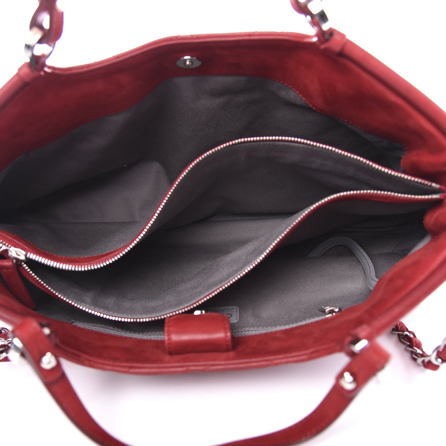 Chanel Iridescent Calfskin Quilted Small Sea Hit Tote Red 4 of 10