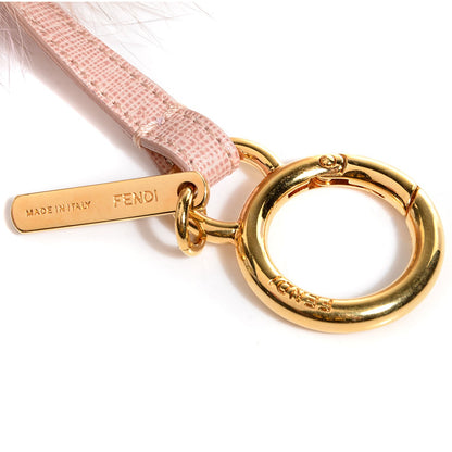 Fendi Fox Fur Vitello Elite Bi-Color Pom Pom Bag Charm Rosa Cammello Cipria 4 of 4