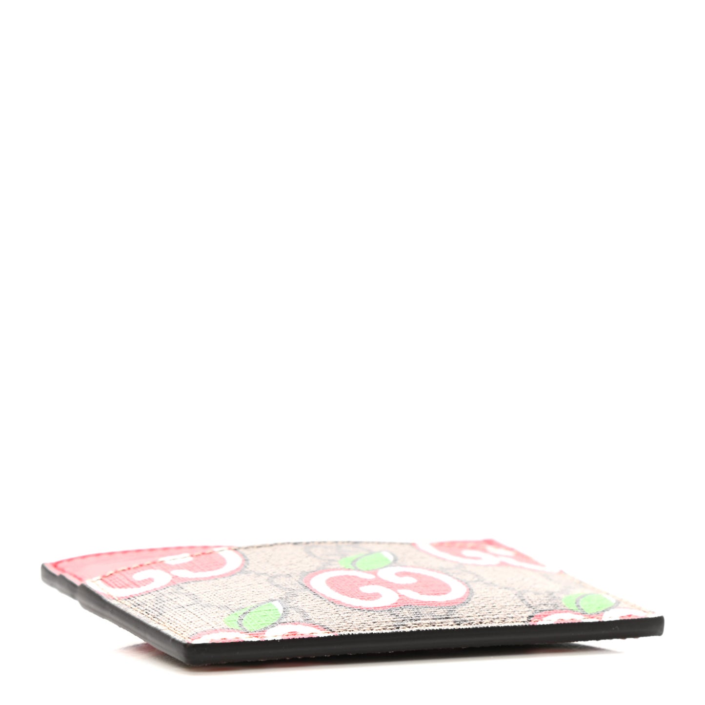 GG Supreme Monogram Apple Card Holder Beige Multicolor Lobster Red