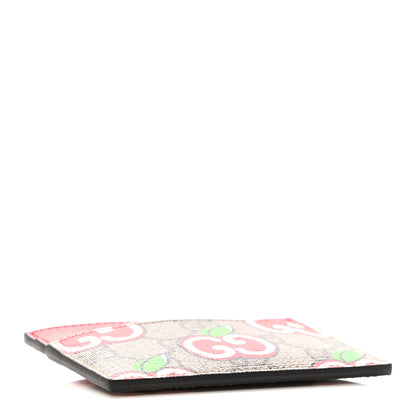Gucci GG Supreme Monogram Apple Card Holder Beige Multicolor Lobster Red 4 of 6