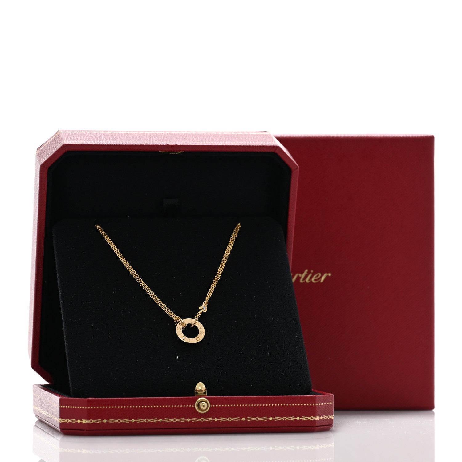 Cartier 18K Yellow Gold 2 Diamond LOVE Necklace 5 of 5