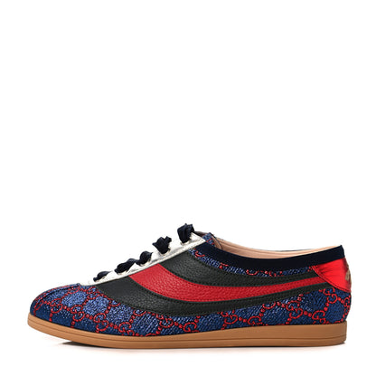 Gucci Lurex Calfskin Web GG Monogram Womens Falacer Sneakers 38 Iridescent Blue Iridescent Red Silver 1 of 10
