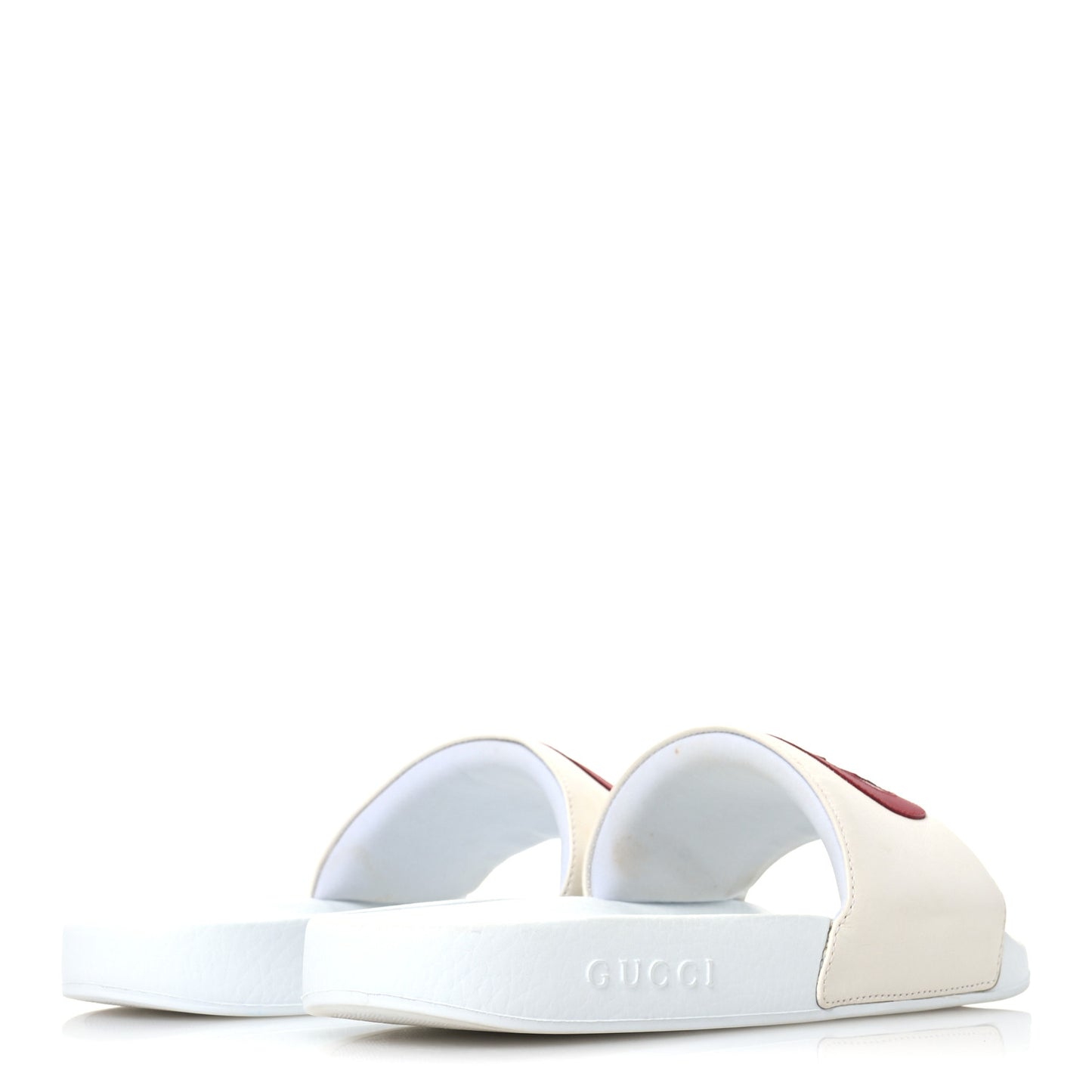 Nappa Miro Soft Calfskin Interlocking G Mens Slide Sandals 11 White Hibiscus Red
