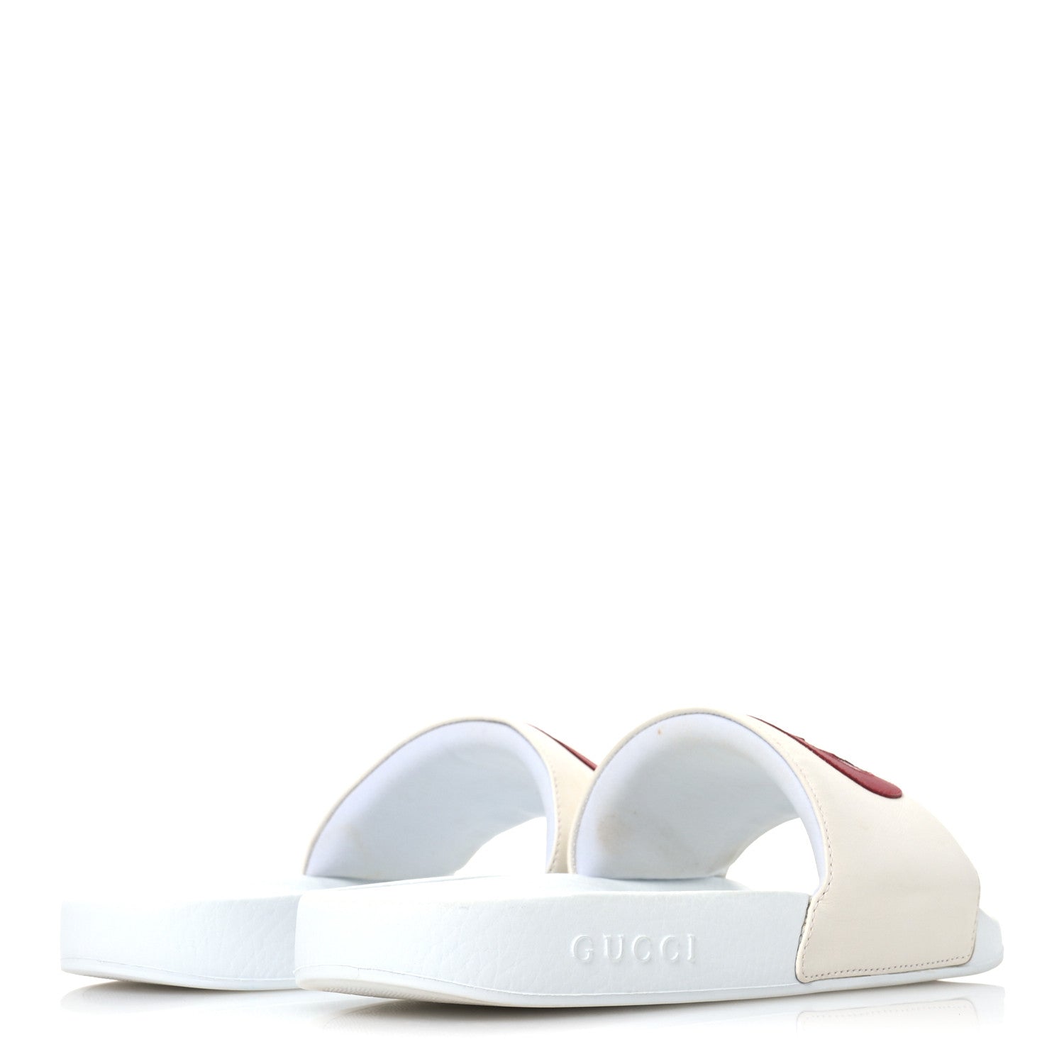 Gucci Nappa Miro Soft Calfskin Interlocking G Mens Slide Sandals 11 White Hibiscus Red 5 of 7