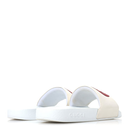 Gucci Nappa Miro Soft Calfskin Interlocking G Mens Slide Sandals 11 White Hibiscus Red 5 of 7